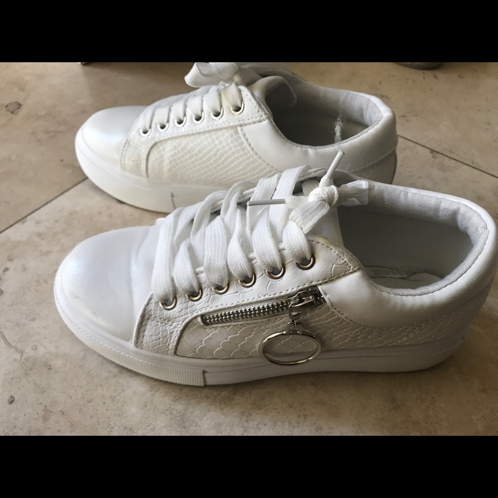 Pretty little thing white sneakers size 7 women's